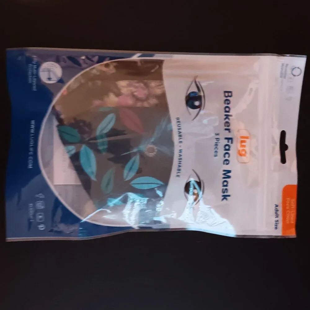 LUG BEAKER FACE MASKS ADULT SIZE FLORAL PATTERN NEW IN PACKAGE